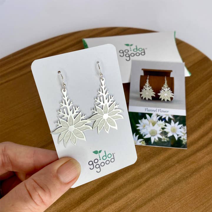 Go Do Good - Wholesale Dangle earrings - Flannel Flower Silver Dangle Earrings4