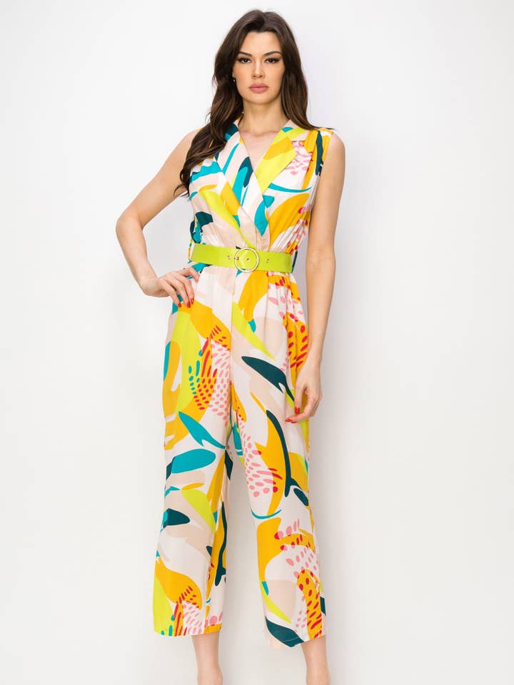 Pagliaccetto senza maniche con scollo a V giallo foglia di tè con colletto per la vendita all'ingrosso da parte di LINZY