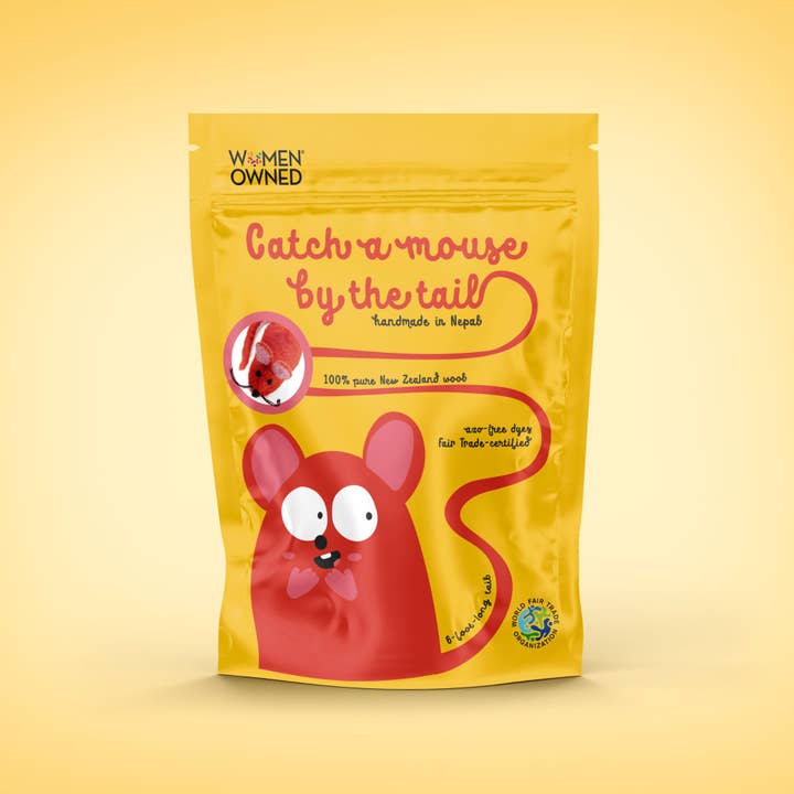 Cat in the Box LLC - Wholesale Pet Toy - Cat - Wool Mouse Cat Toy 6-Foot-Tail - all-red, rainbow, unicorn