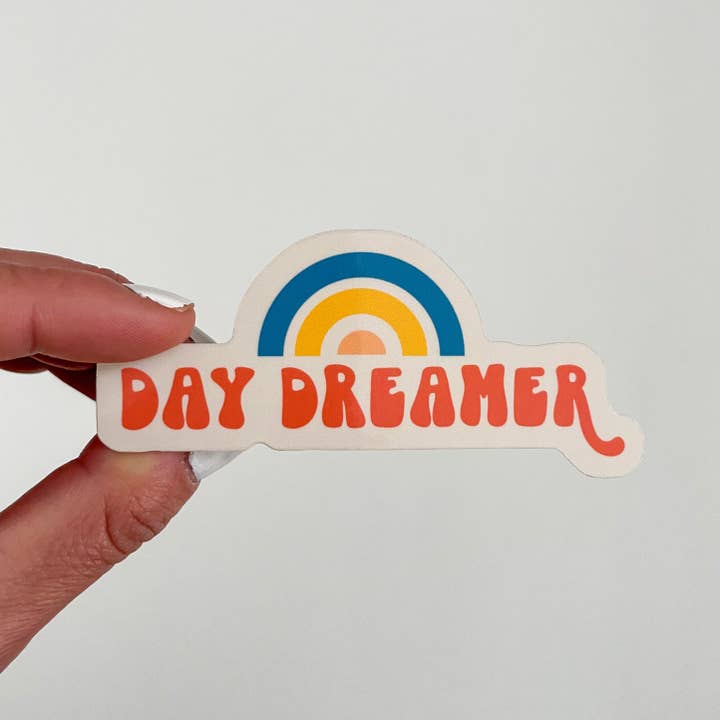 Autocollant résistant à l'eau Day Dreamer/Rétro Arc-en-ciel pour la vente par Saguaro Creative Co.