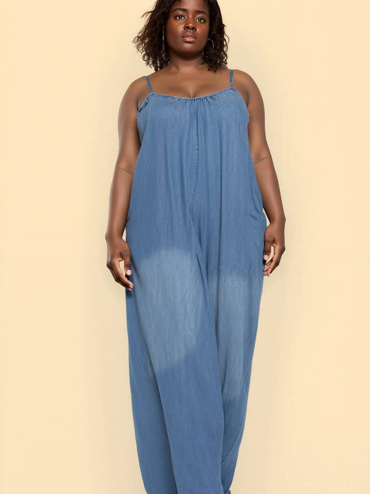 Denim-Overall mit weitem Bein für den Großhandel von J2 FASHION