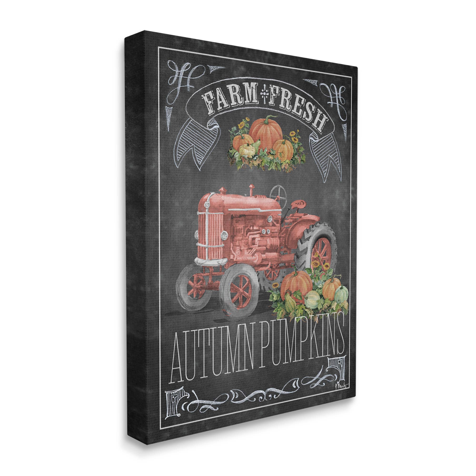 Stupell Industries - Wholesale Canvas Art - Autumn Tractor Chalkboard Canvas1