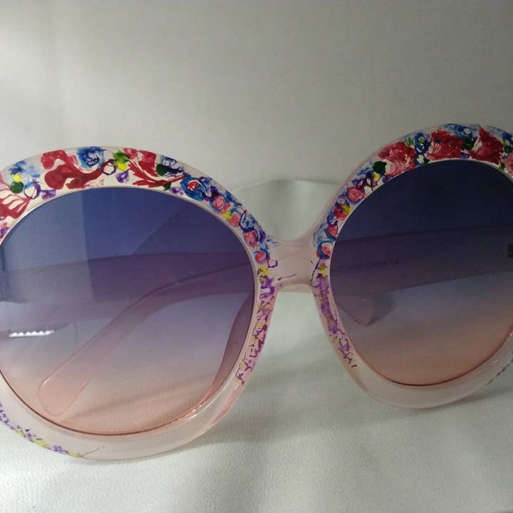 Handpainted Floral Design Sunglasses for wholesale by Norahz Boutique
