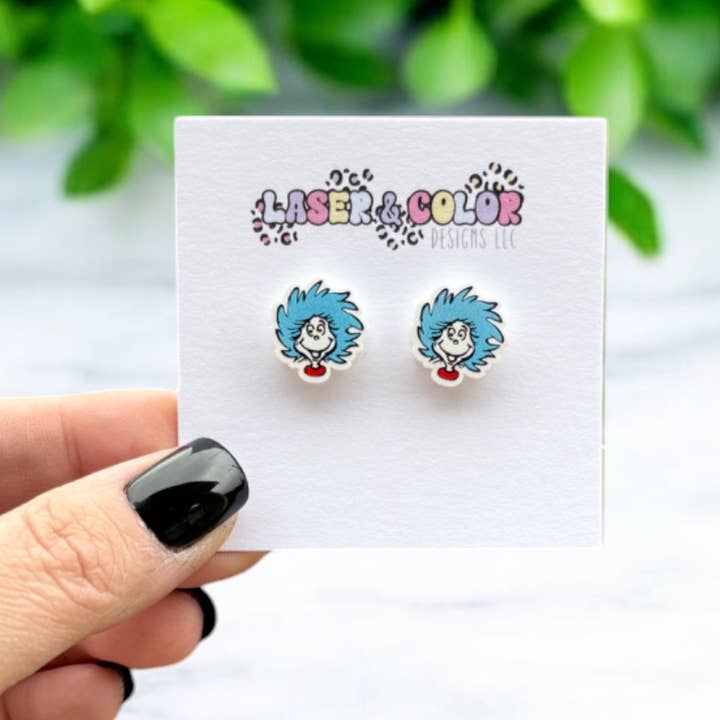 Laser & Color Designs LLC - Wholesale Stud/Post Earrings - Thing 1 and 2 Earrings, Teacher Earrings, Dr. Seuss Earrings0