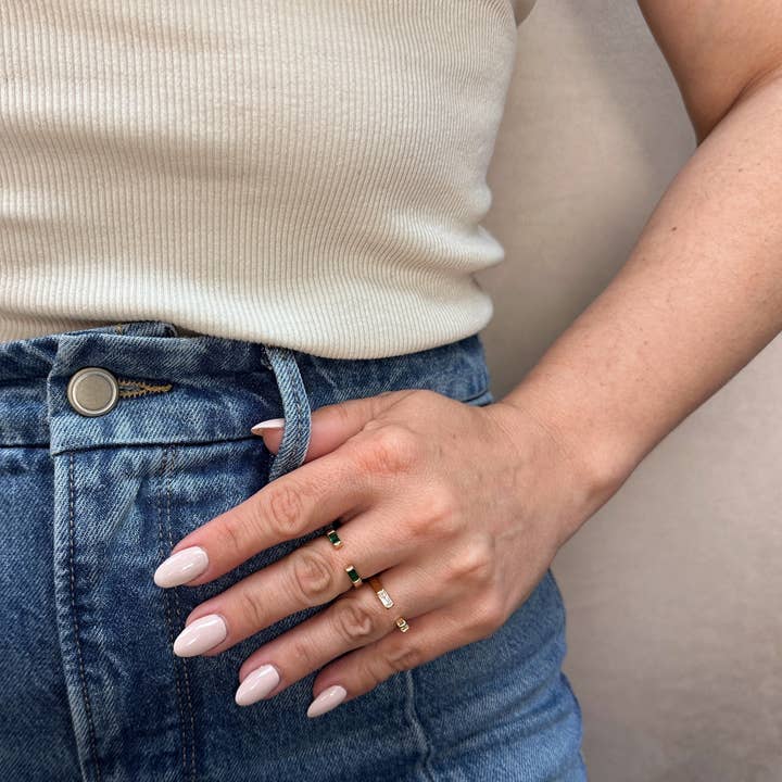 GoldFi - Wholesale Multi-Stone Ring - 18k Gold Filled Baguette CZ Band Ring11