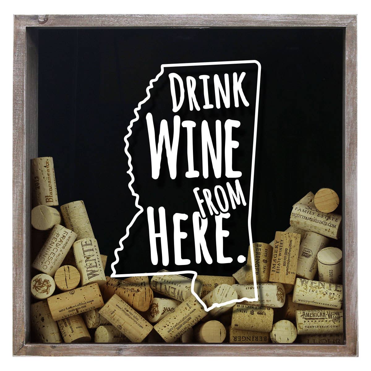 Torched Products - Wholesale Sign - Drink Wine From Here Beer Cap Shadow Box - Farmhouse Antique22