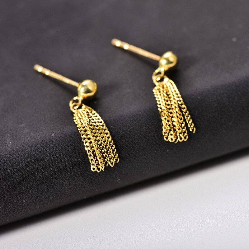 Haengseongworkshop - Wholesale Dangle Earrings - Korean Gold Plated Mini 5 Layers Tassel Chain Earrings 2.5cm4