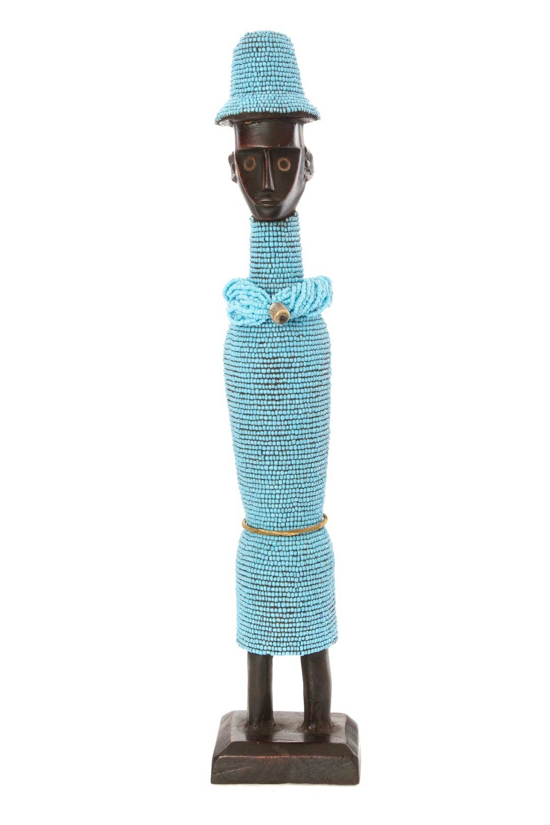 Swahili | AFRICAN MODERN - Wholesale Decorative Figurine - 19" Beaded Namji Dolls with Necklaces and Hats2