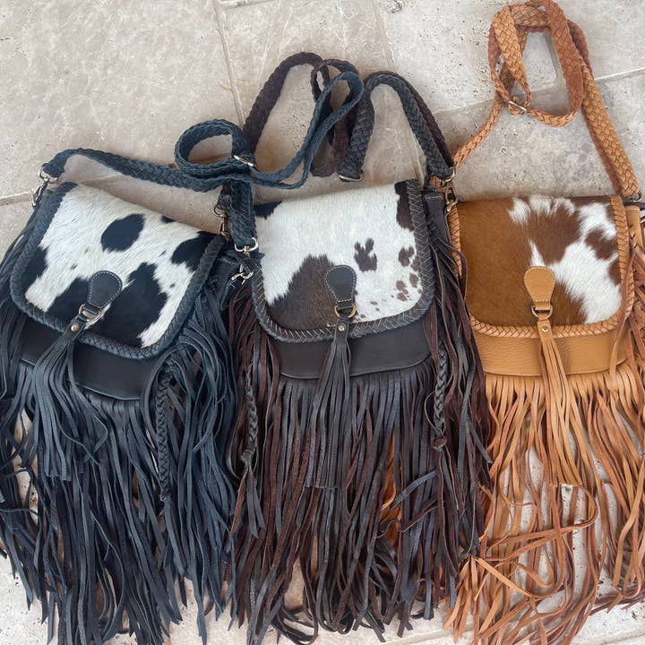 Boho Ranch Shop - Wholesale Crossbody Bag - Women's - THE NANCY CROSSBODY Genuine Hairon Cowhide Leather Tassel6