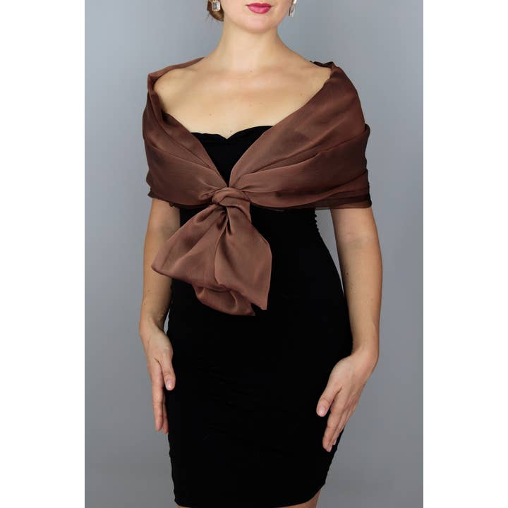 Brown Cinnamon Gingerbread Chiffon Evening Wrap Shawl for wholesale by BridalSpain