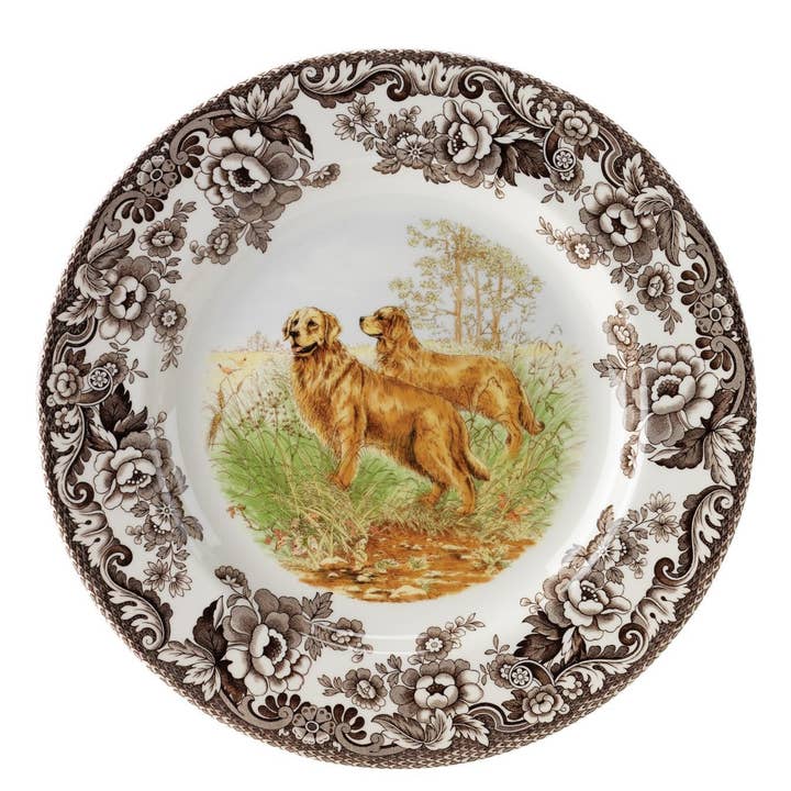Spode Woodland Dinner Plate 10.5 inch (Golden Retriever) for wholesale by Portmeirion, Spode, Pimpernel, Nacthmann, Wrendale Designs