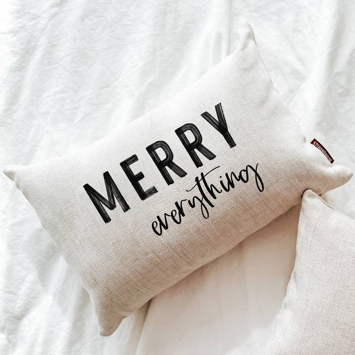 Merry Everything Holiday Throw Pillow for wholesale by 521handmade