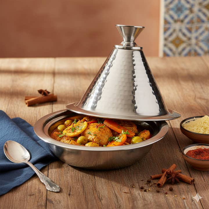 AULICA - Wholesale Cooking Pot - Individual hammered stainless steel tagine1