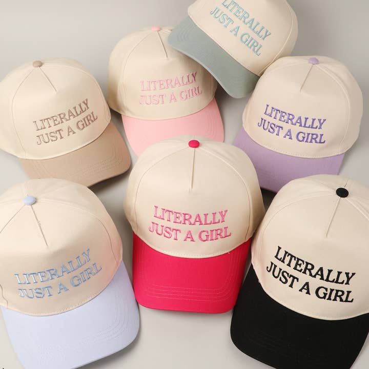 Fashion City - Wholesale Baseball Cap - Unisex - Literally Just A Girl Embroidery Two Tone Trucker Hat