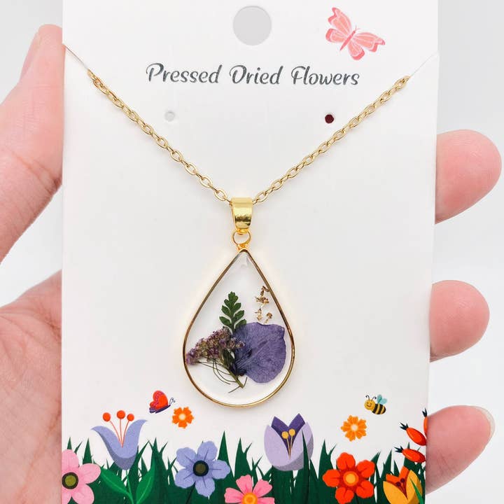 Mio Queena - Wholesale Pendant/Charm Necklace - Genuine Pressed Dried Flower Floral Charm Necklace - PDF