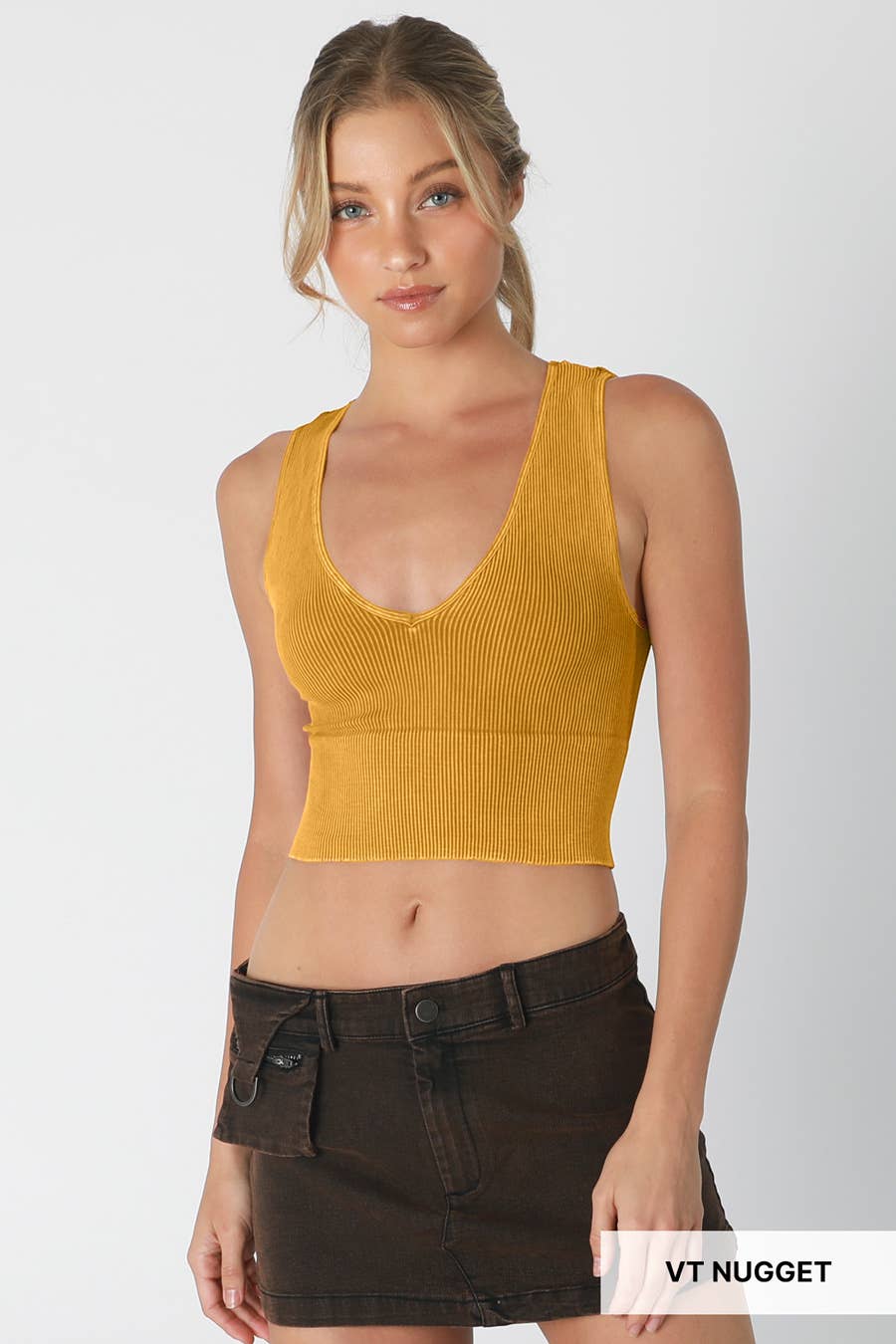 NIKIBIKI - Wholesale Knit Top - Women's - NS8192 - Vintage Plunge V-Neck Seamless Crop Top19