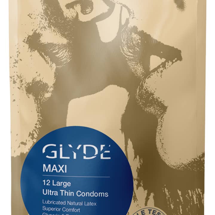 GLYDE & UNION Premium Vegan Condoms - Wholesale Contraceptive/Condom - GLYDE MAXI Vegan Condoms (Large/XL 56mm) 12-Count