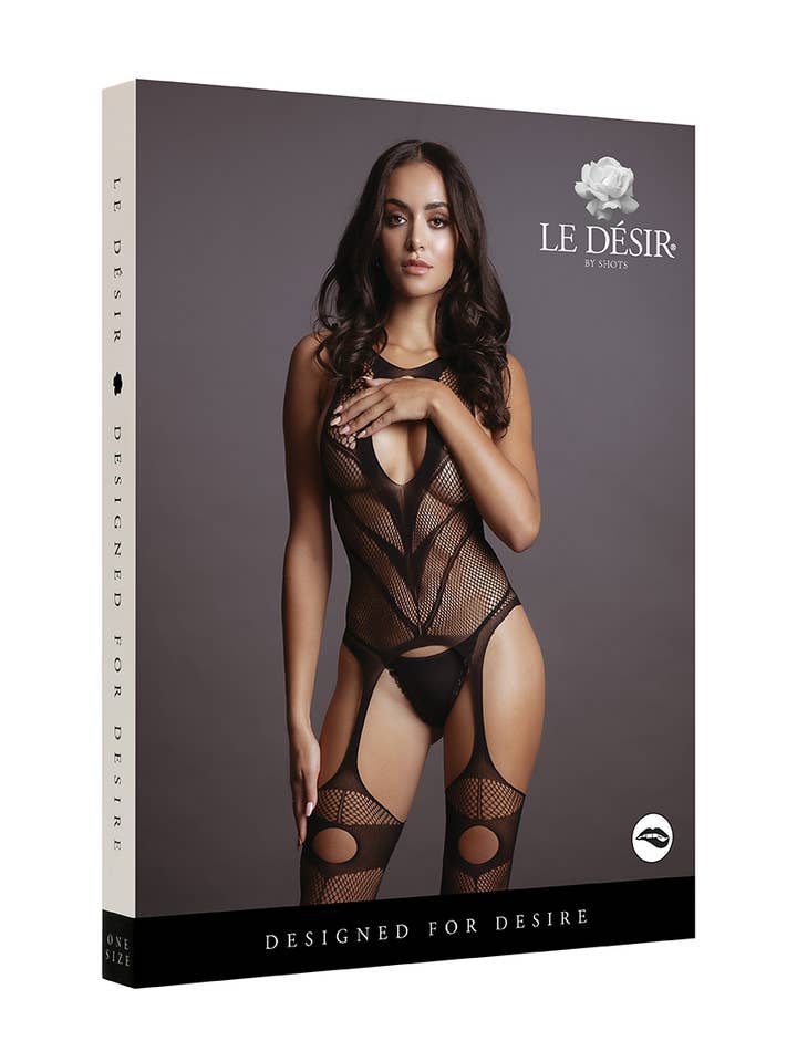 Black Suspender Bodystocking for wholesale on Faire