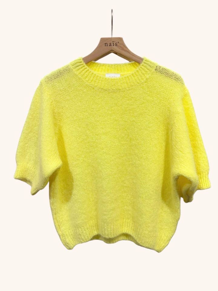 Trui met korte mouwen in kid mohair, alpaca en merinowol voor wholesale door NAÏS PARIS