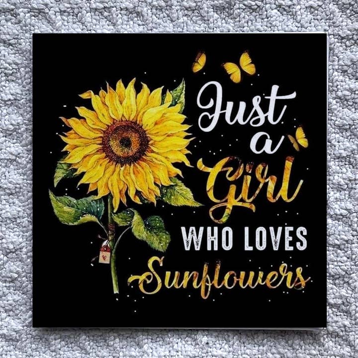 Juste une fille aime l'aimant tournesol 2x2" - Déco de réfrigérateur fait main pour la vente par Made With Aloha Magnets,llc