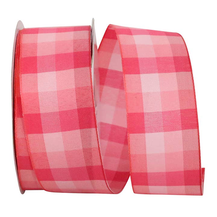 Season Plaid Wired Edge, Fuchsia, 1-1/2 In, 25 Yards for wholesale by RELIANT RIBBON