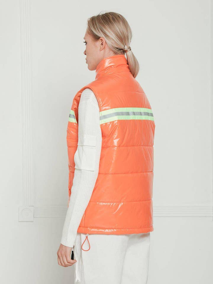 Robink - Wholesale Safety Vest - Unisex - Konus Men's Zip-Up Puffer Vest In Orange