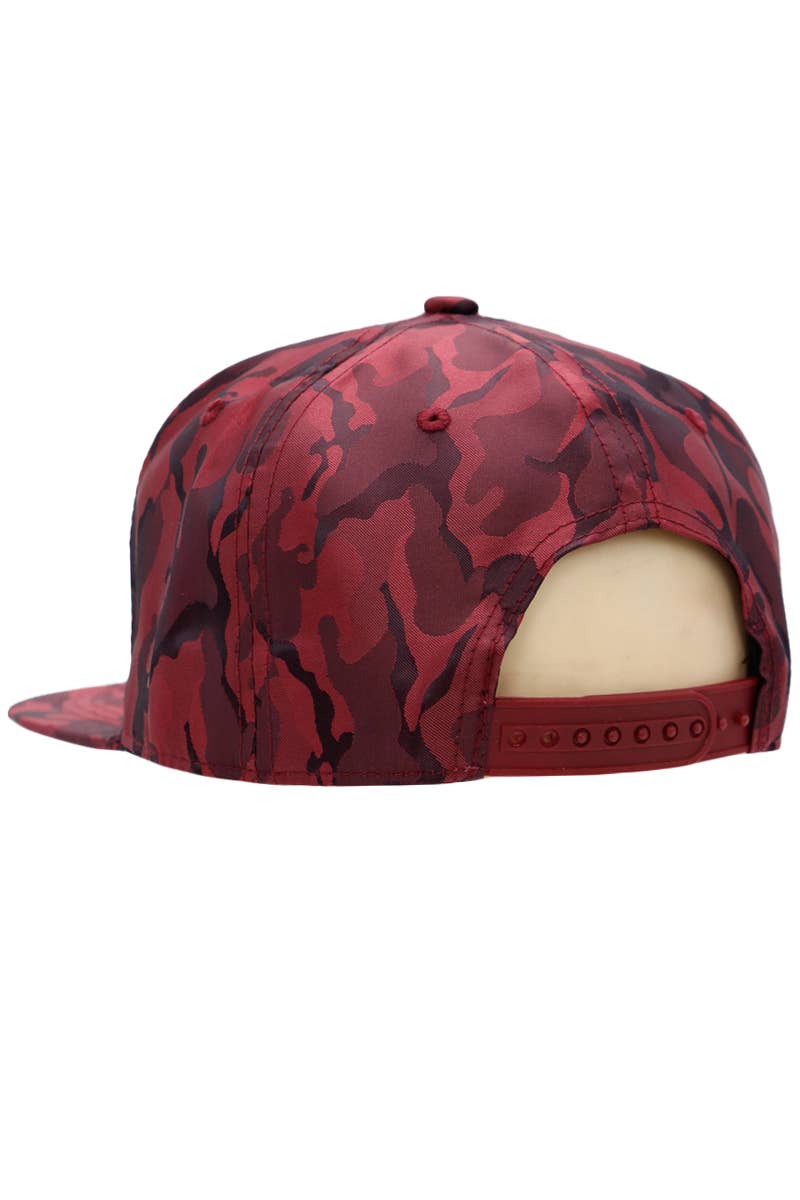 Cap Zone - Wholesale Flat Brim Cap - Men's - Gold Marijuana Leaf Embossed Camo Polyester Fabric Snapback5