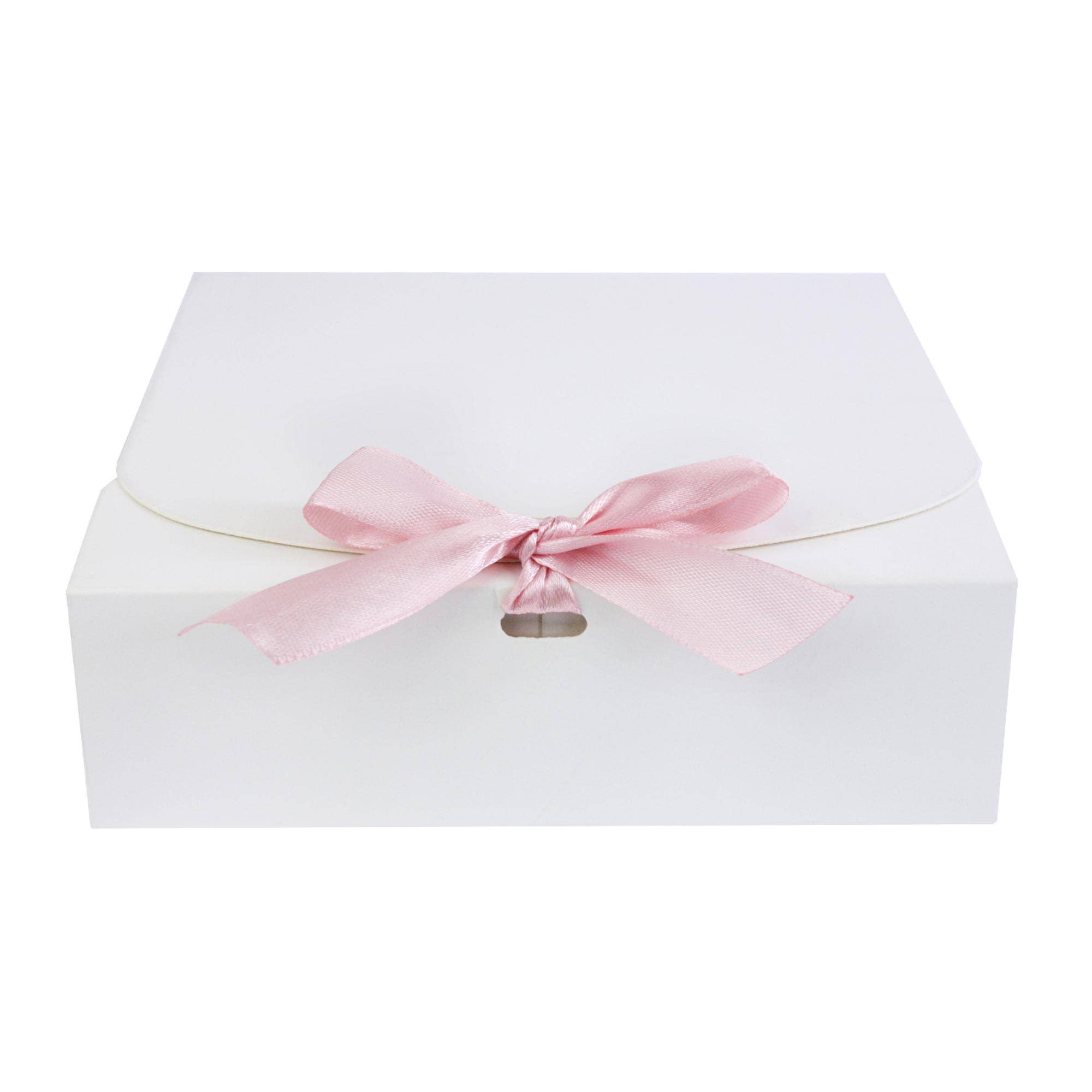 Emartbuy – wholesale Gift box – White Box w/ Baby Pink Ribbon-Pack of 12-16.5 x 16.5 x 5 cm1