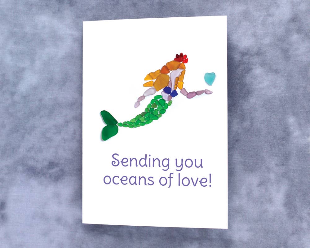 Beachcombing / Etched by the Sea - Wholesale Love Card - Sea Glass Mermaid Princess Sending You Oceans Of Love Card1