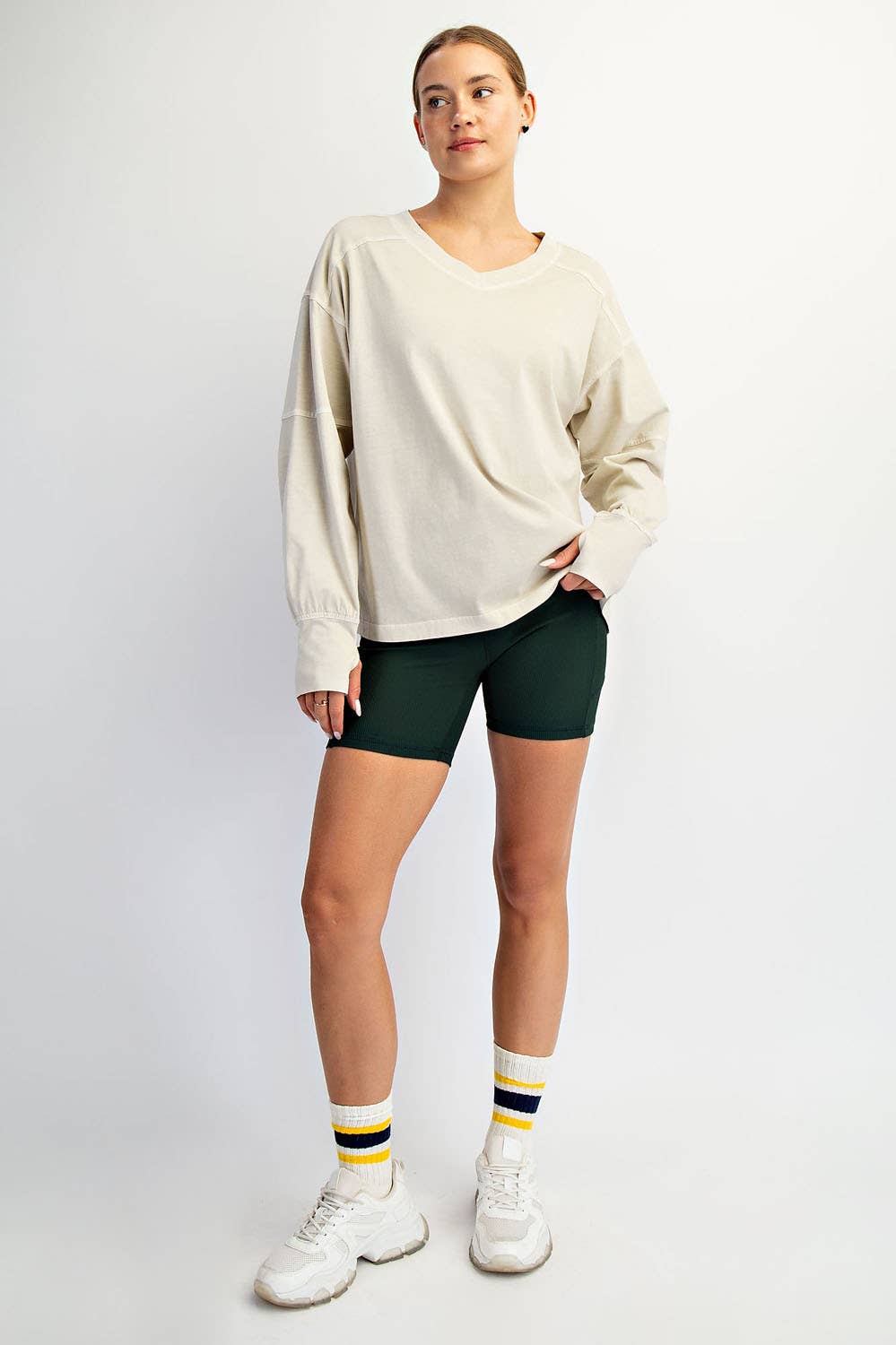 Rae Mode - Wholesale Lounge Top - Women's - PIGMENT WASHED COTTON V-NECK TOP15