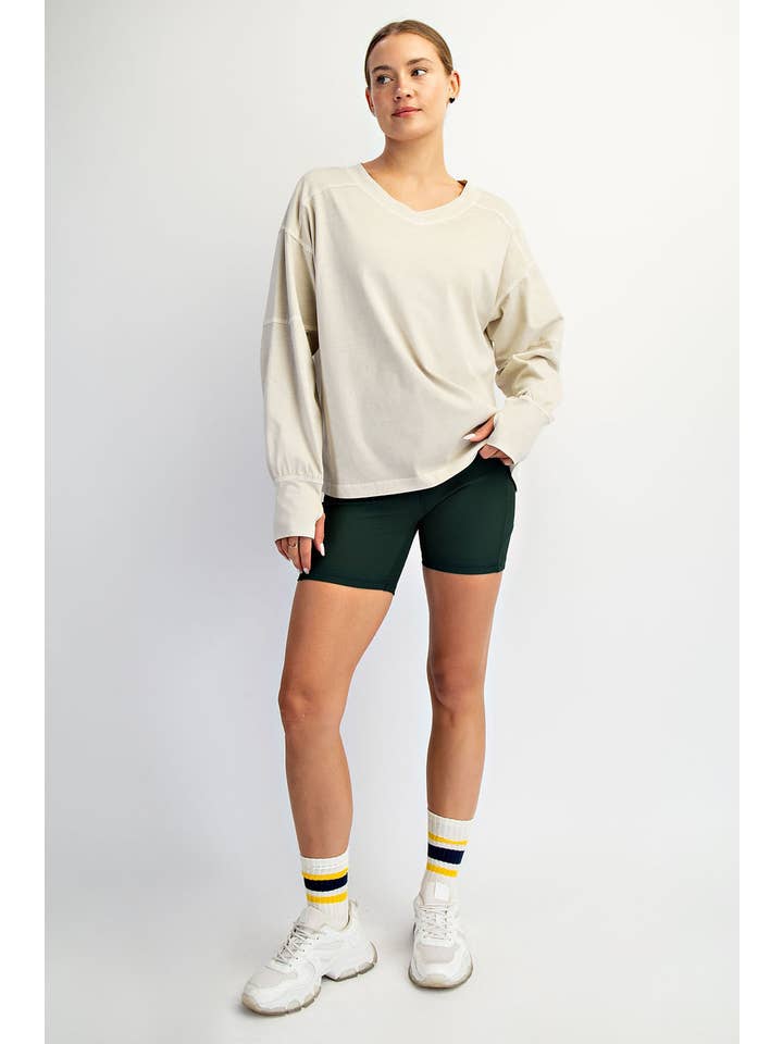 Rae Mode - Wholesale Lounge Top - Women's - PIGMENT WASHED COTTON V-NECK TOP15