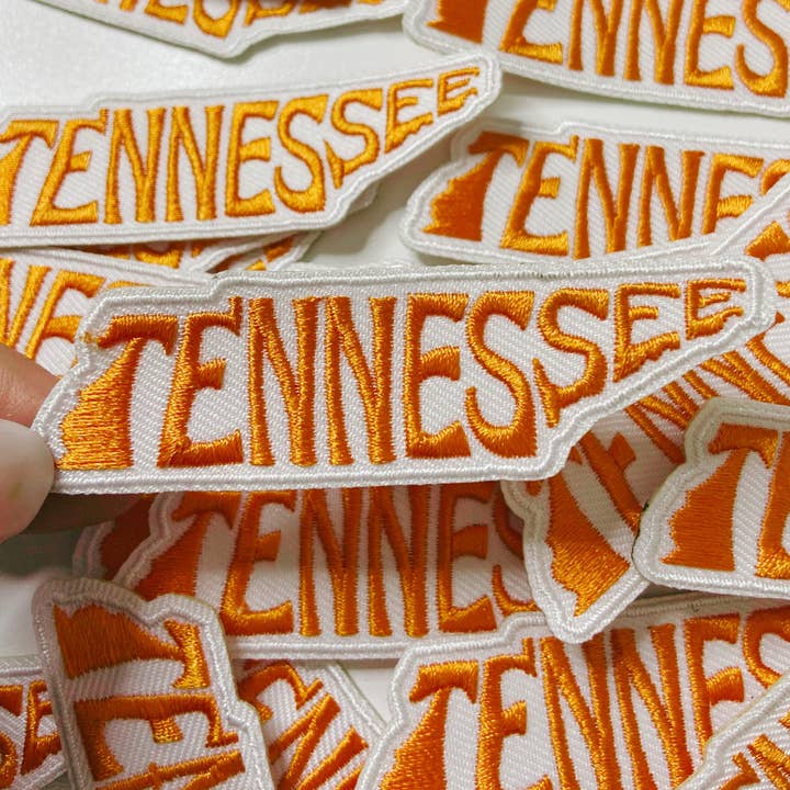 3" Tennessee State - WHITE & Orange - Embroidered Hat Patch for wholesale by TEELUX