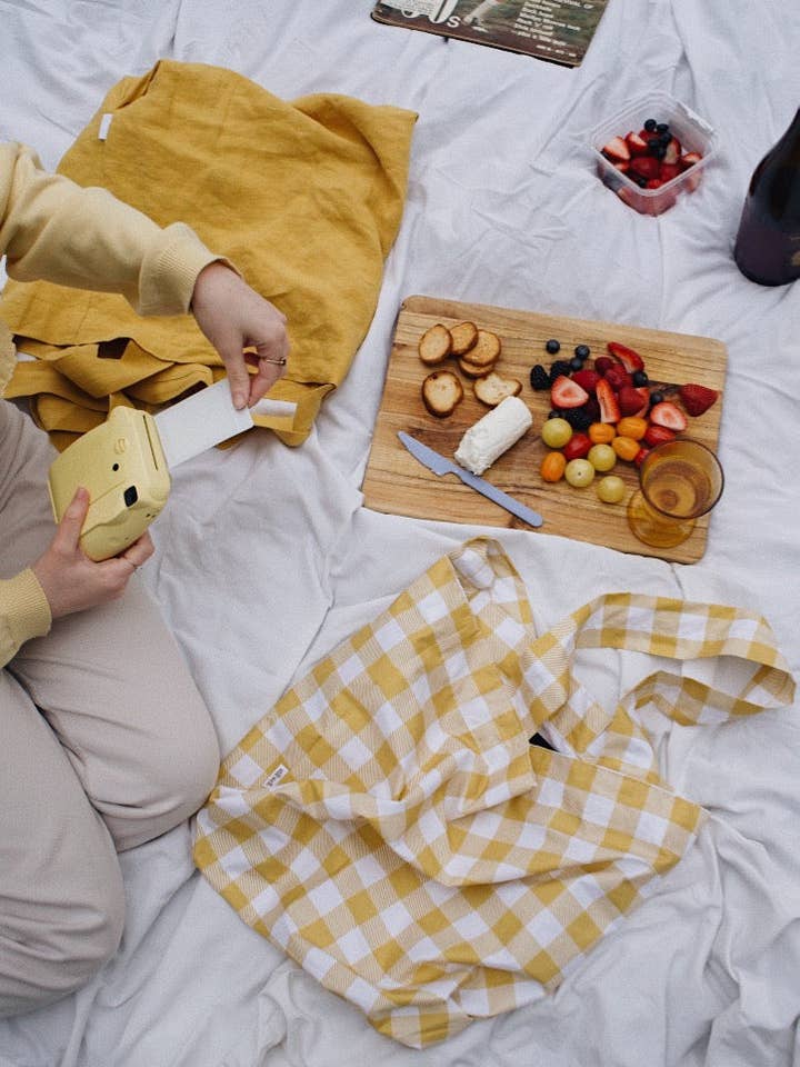 gul gingham tote för wholesale av still well.