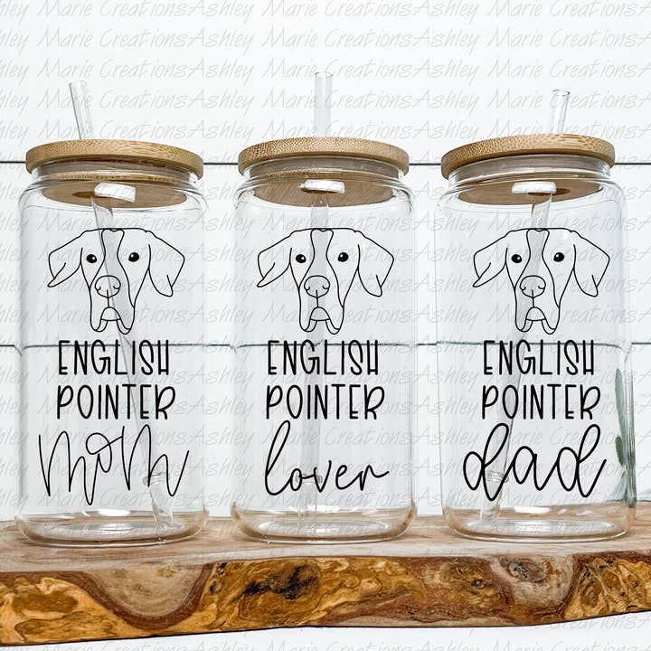 English Pointer - Can Glass for wholesale by Ashley Marie Creations