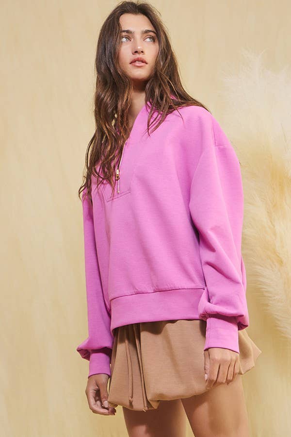 BUCKETLIST INC - Wholesale Sweatshirt - Women's - IT2154 Half Zip-up Scuba Sweatshirts34