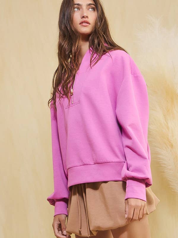 BUCKETLIST - Wholesale Sweatshirt – Women's - IT2154 Half Zip-up Scuba Sweatshirts44