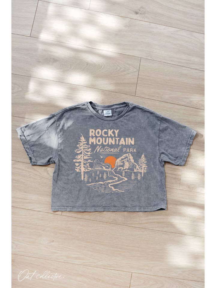 OAT COLLECTIVE - Wholesale Screen Printed T-Shirt - Women's - ROCKY MOUNTAIN NATIONAL PARK Cropped Mineral Graphic Top4