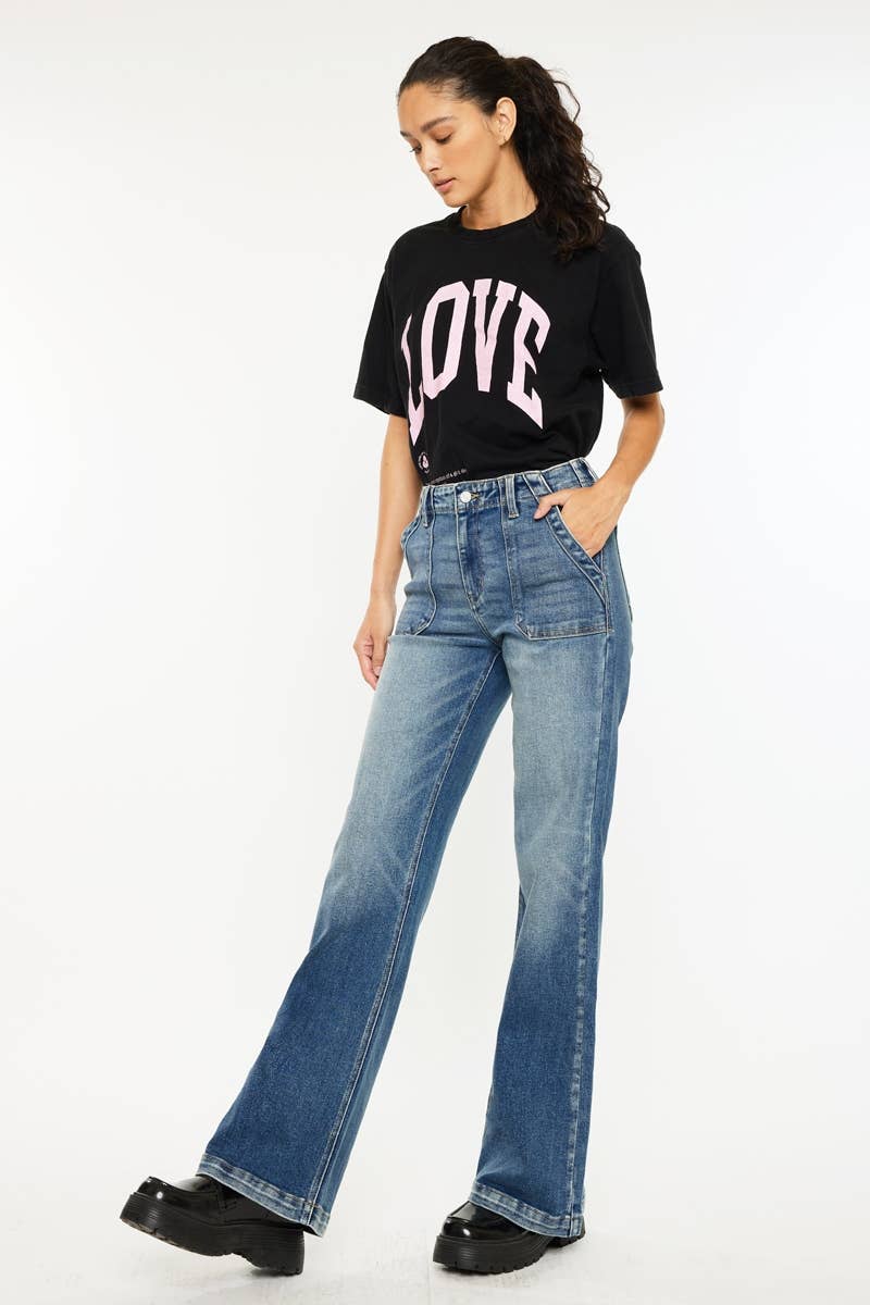 MEDIUM OPEN PACK HIGH RISE WIDE FLARE JEANA-KC9434M for wholesale on Faire4