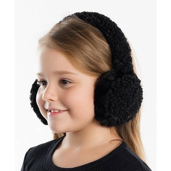 Funky Junque - Wholesale Earwarmers/Ear Muffs - Kids - Kids Adjustable Earmuffs - Sherpa - Black
