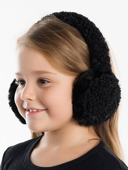 Barn Justerbara Öronkåpor - Sherpa - Svart för wholesale av Funky Junque