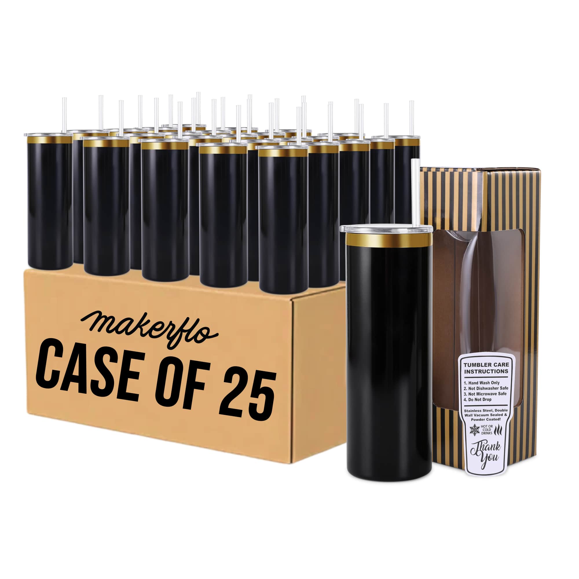 MakerFlo - Wholesale Insulated mug/tumbler - 20oz Skinny Gold17