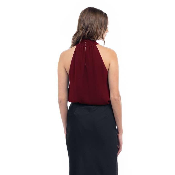 Naked Zebra Rack - Wholesale Tank Top - Women's - Halter Mock Neck Smocked Rounded Hem Top13