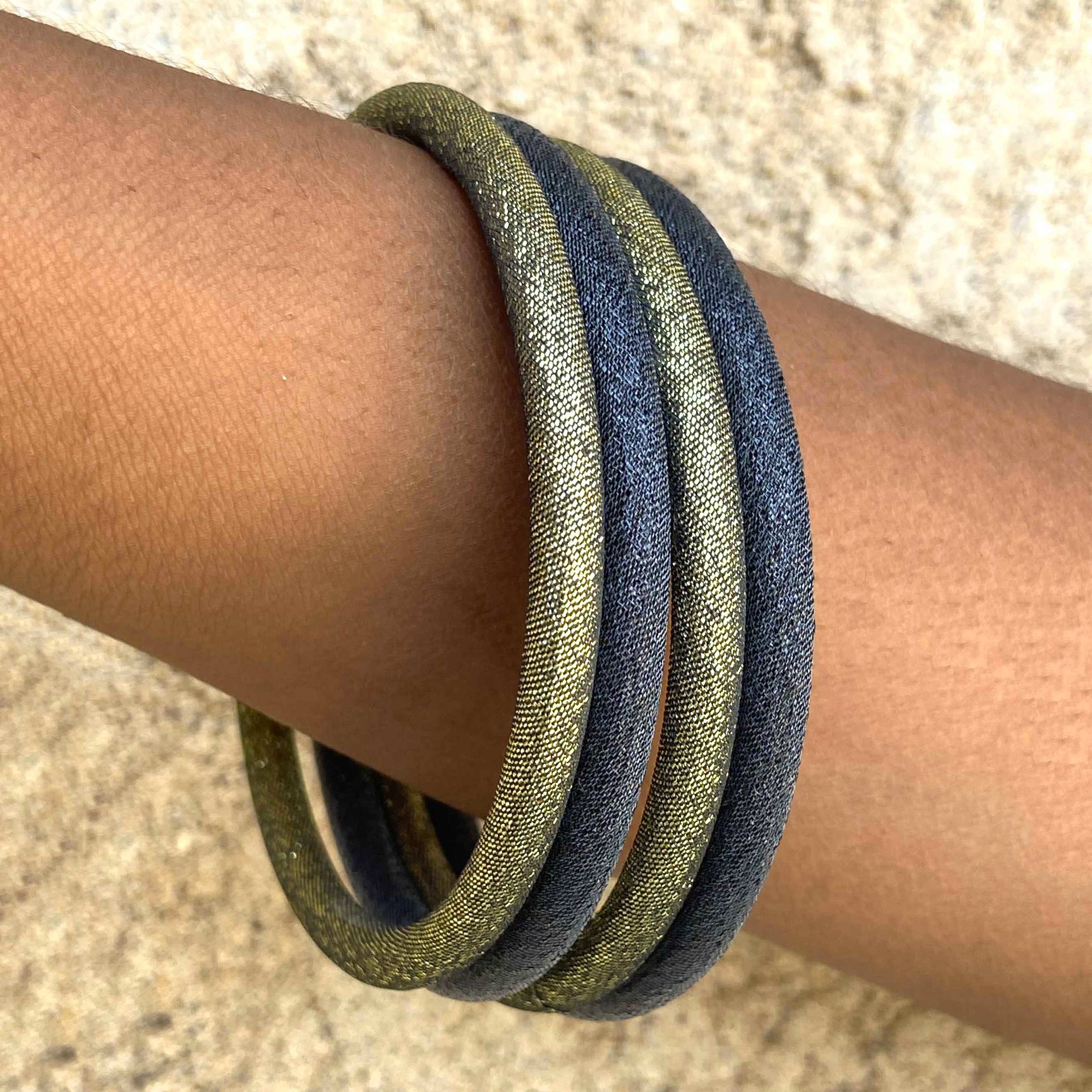 Melokane - Wholesale Bangle Bracelet - Sparkling fabric bangle bracelet in khaki-bronze color2