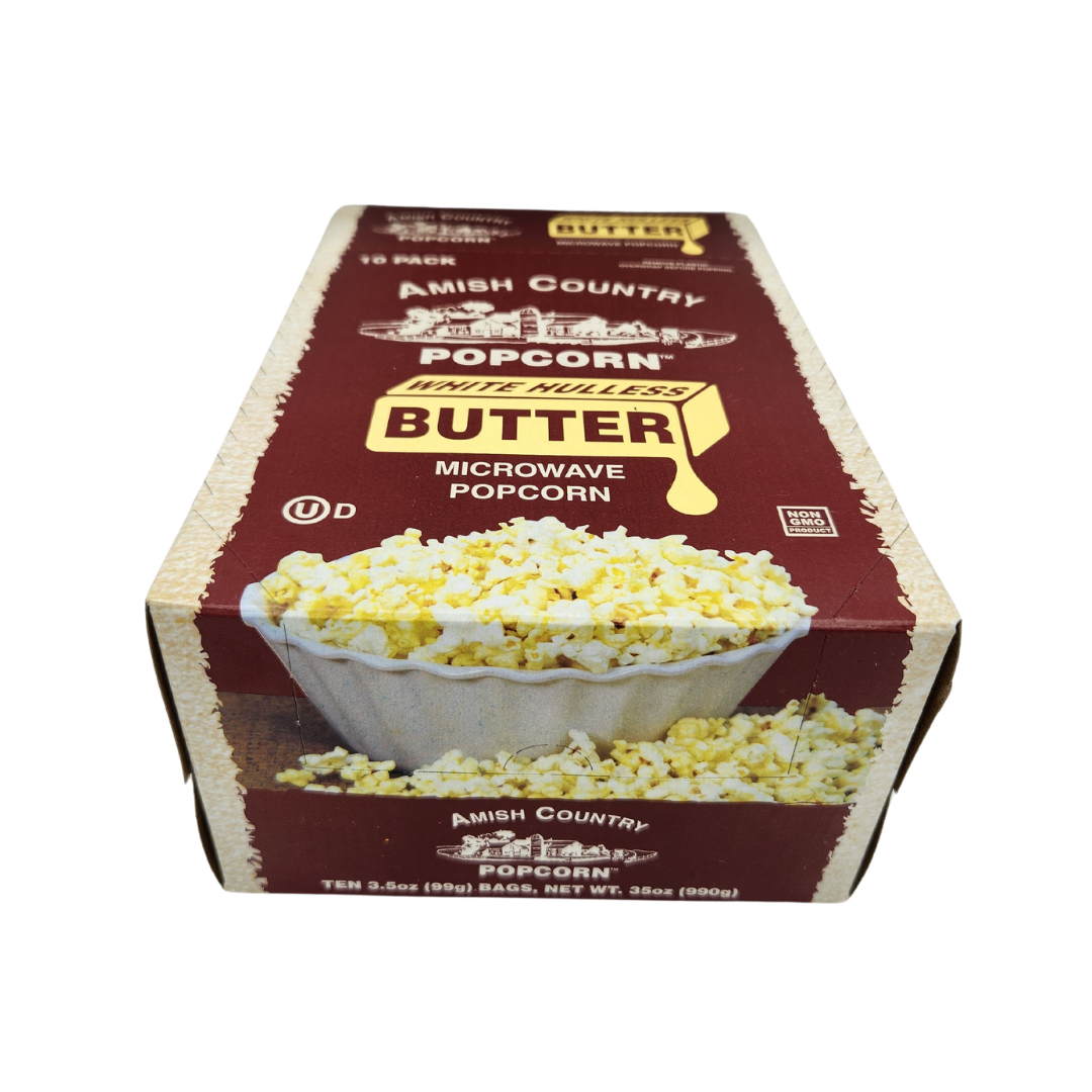 Amish Country Popcorn - Wholesale Popcorn Kernels - 10pk Microwave Buttery White Hulless Popcorn  5