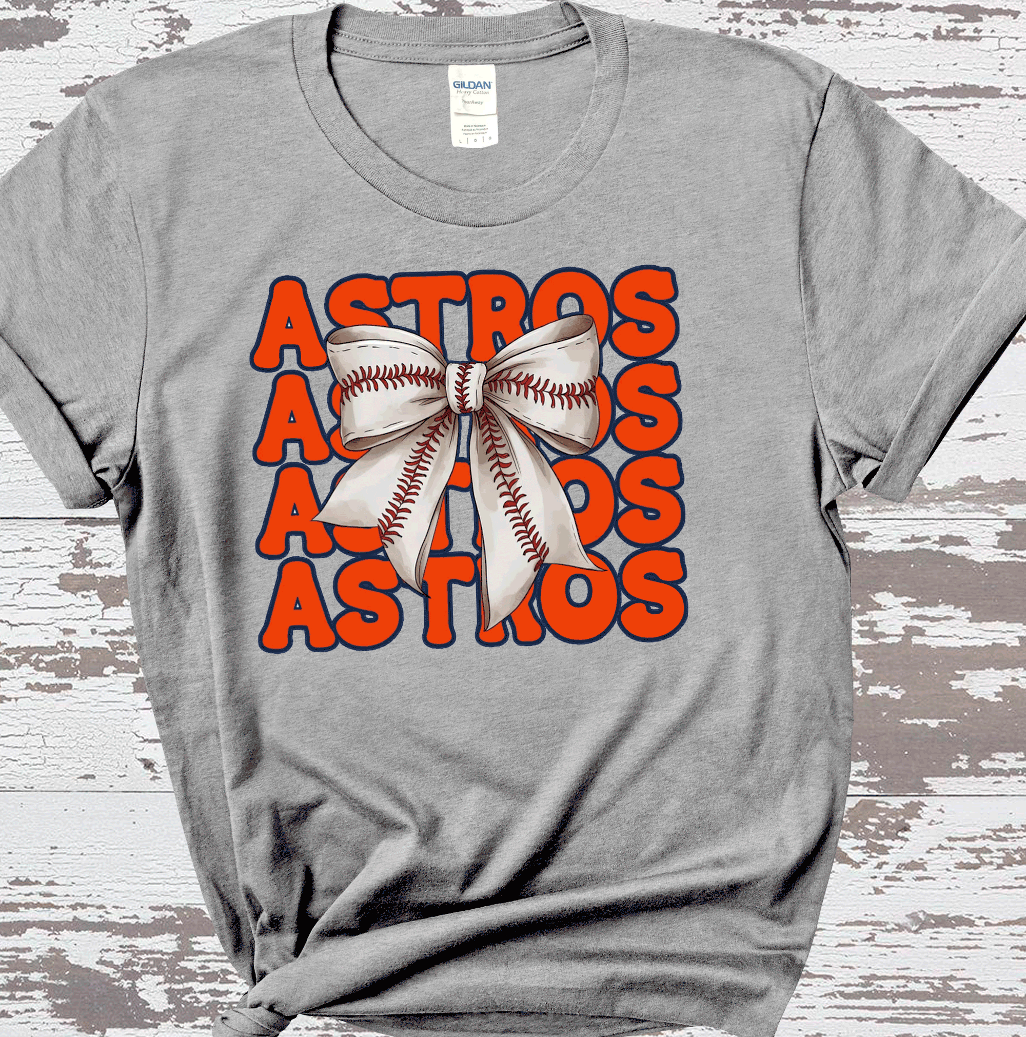 A Blessed Texas Mess Boutique - Wholesale T-Shirt (Graphic) - Women's - Astros Baseball Texas Little League Baseball coquette bow3