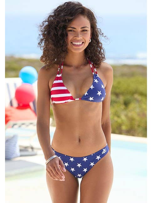 Red Multi LASCANA Women's American Flag Triangle Bikini Top for wholesale on Faire