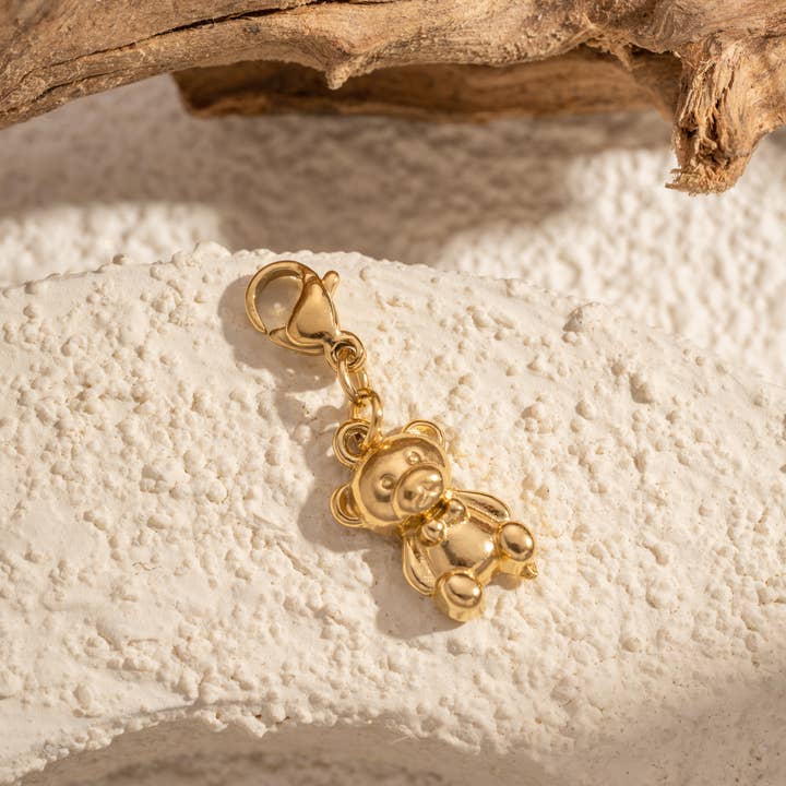 COSMOS - Wholesale Individual Charm/Pendant - Golden Teddy Bear Charms Stainless Steel Tender Jewelry1