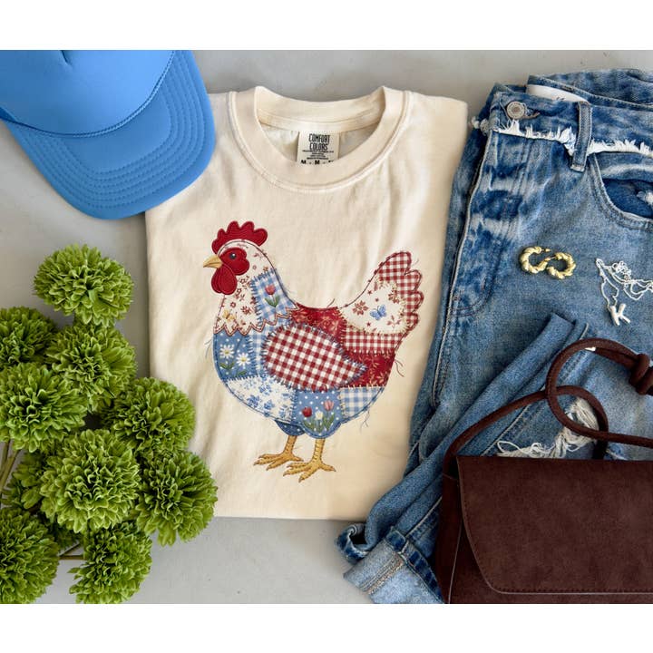 Red Quilted Chicken Tee for wholesale by Knox + Nell