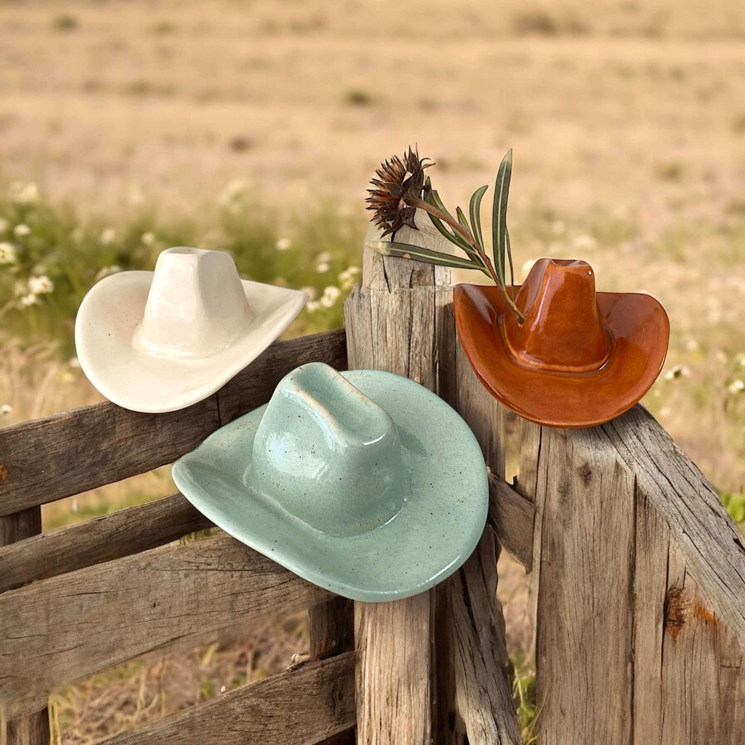 Mudpuppy Ceramic Studio - Wholesale Decorative Tabletop Object - Small Ceramic Cowboy Hat Home Decor - Saddle Brown Glaze3