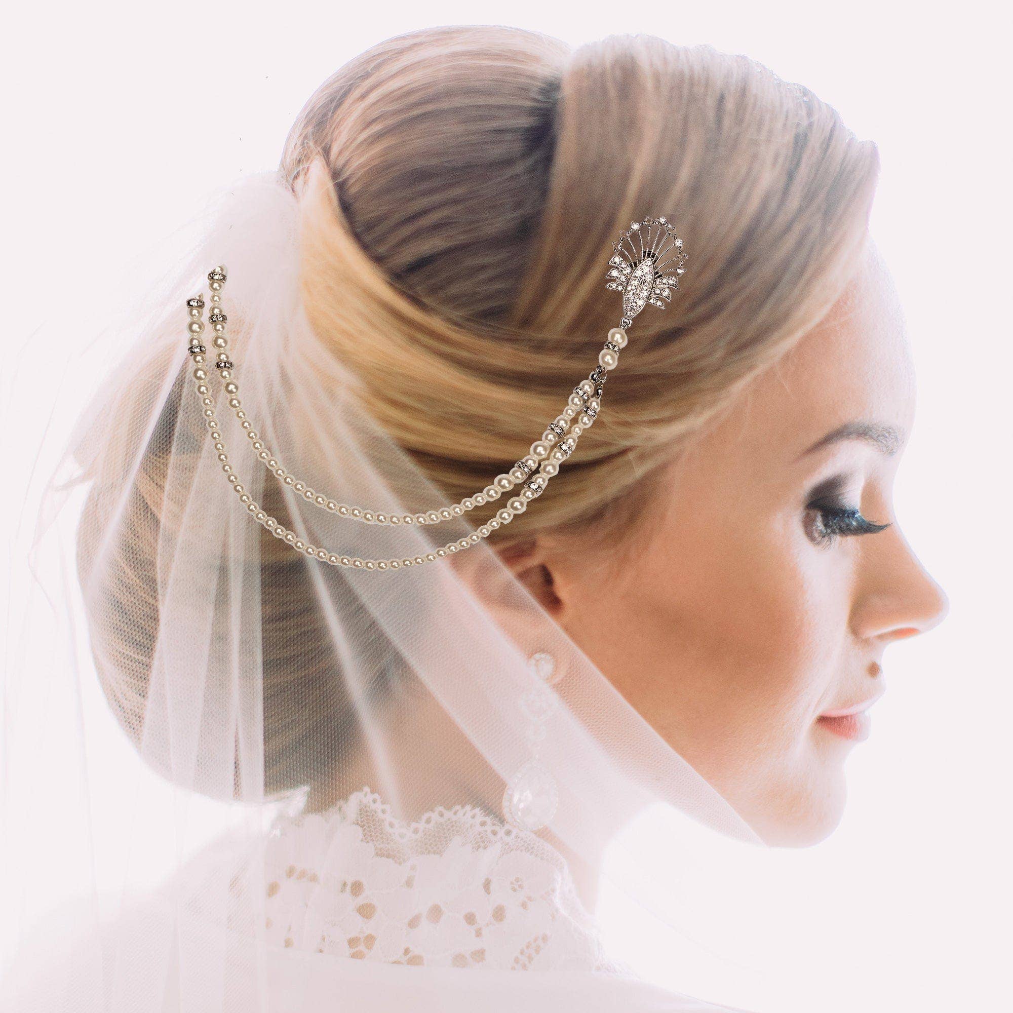 Lovett & Co – wholesale Hårklämma - Dam – Art déco pärlkedja håraccessoar: vintage bröllopssmycke4